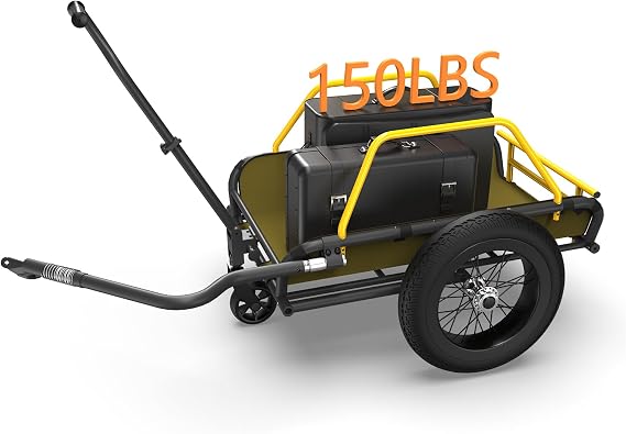 Heavy-Duty 3-in-1 Bike Cargo Trailer & Wagon Cart, 150LBS Load Ebike Trailer, 360Swivel Wheel & 16"3" Fat Tire, Quick Release & Foldable Bicycle Trailer for Camping, Grocery & Travel