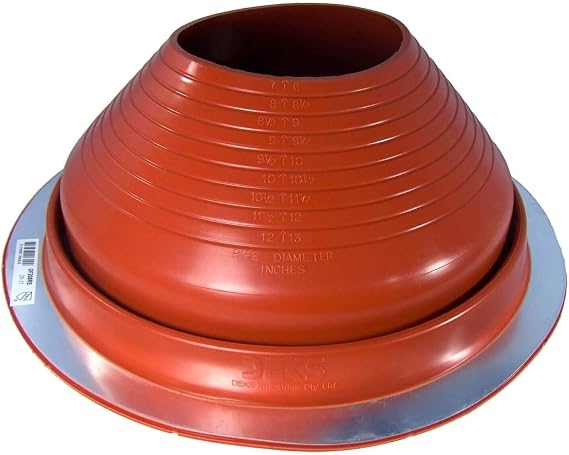 #8 (7"-13") Dektite RED Round High Temp Silicone Flexible Pipe Flashing: Metal Roof Jack Boot - (DF208RE)