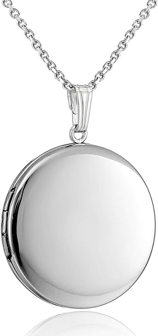 YOUFENG Round Locket Necklace that Holds Pictures Heart Circle Shape Lockets Gift for Jewelry
