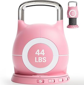 LIFERUN Adjustable Kettlebell Set with 7 Weight Levels, Choose 22.5 lb or 44 lb, Quick-Change Weight Dial & Safety Lock, Space-Saving Design, Full-Body Workout & Cross-Training