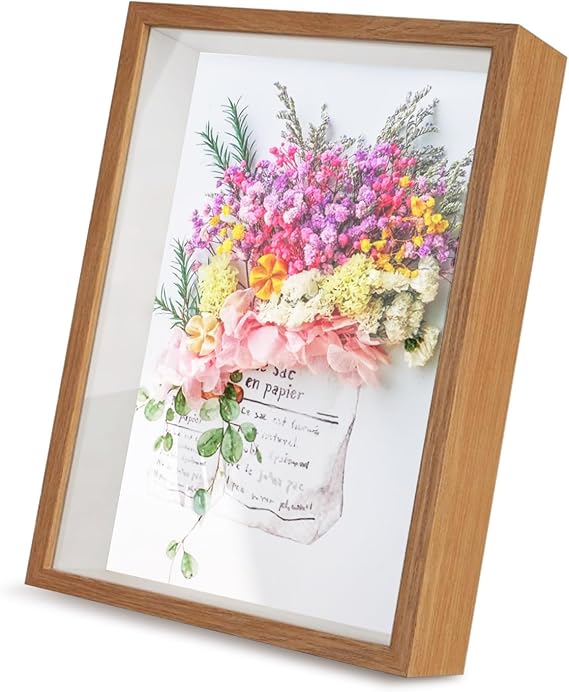 3D Shadow Box, 23 x 32 cm Shadow Box Frame, Wooden Photo Frame-Brown 3CM | Deep Picture Frames Box Display for Crafts Memorabilia Flower Tickets Medal