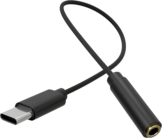 USB C to 3.5mm Audio Adapter Type C to Headphone Aux Jack Dongle 24bit/96kHz HiFi DAC Cable Cord Compatible with Smartphones, Tablets, Black
