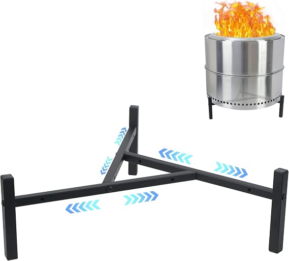 15-27 Inch Adjustable Firepit Stand, Metal Universal Fire Pit Stand for Solo Stove Bonfire Ranger Yukon and Other, Portable Fireplace Accessories for Outside, Outdoor Camping Fireplace Tools, Black 