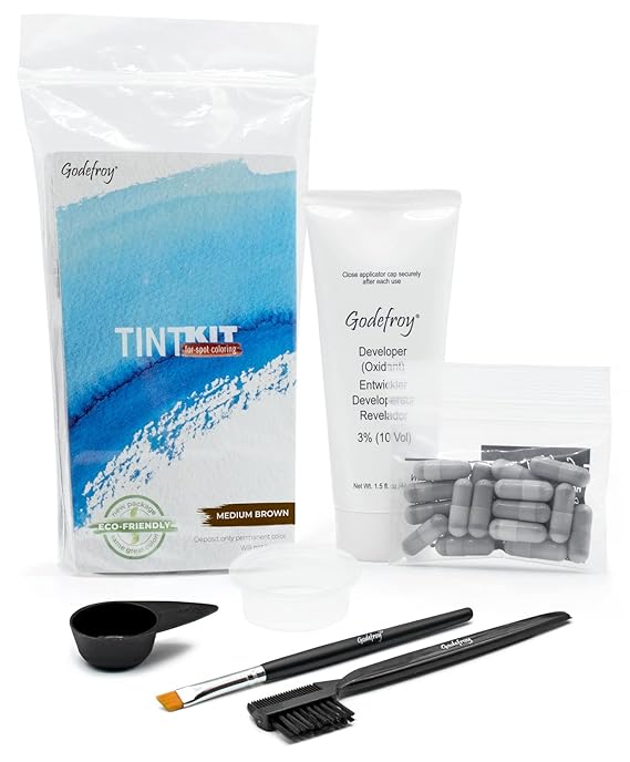 Godefroy Hair Color Tint Kit for 100% Gray Coverage, Medium Brown, 20 Applications, Long-Lasting Root Touch-Up for Men & Women, Pre-Measured Capsules, No Waste, DIY Salon-Quality Results at Home