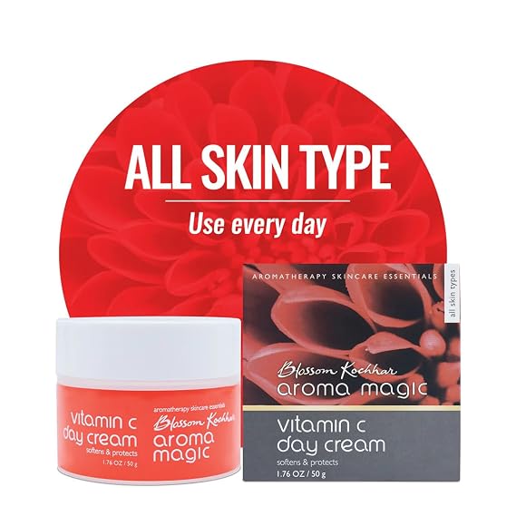 Aroma Magic Vitamin C Day Cream with SPF 15 | Anti Aging Daily Face Moisturizer for All Skin Types | Hydrates, Softens & Protects Skin | Lightweight, Non-Greasy | 1.76 Oz (50g)