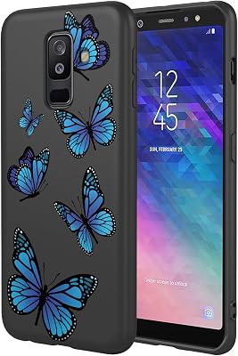 Phone Case for Galaxy A6 Plus 2018 Case, Samsung A6 2018 Samsung J8 2018 Case Shockproof Flexible Bumper TPU Soft Cases Butterfly Pattern Cover for Samsung Galaxy A6 Plus 2018 Black Butterfly