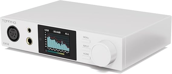 TOPPING DX5 II Hi-Res DAC & Headphone Amp Combo Dual ES9039Q2M, X-Hybrid Amp, 10-Band PEQ, LDAC Bluetooth 5.1, 4.4mm Balanced & 6.35mm Headphone Output, Preamp Mode, 12V Trigger (White)