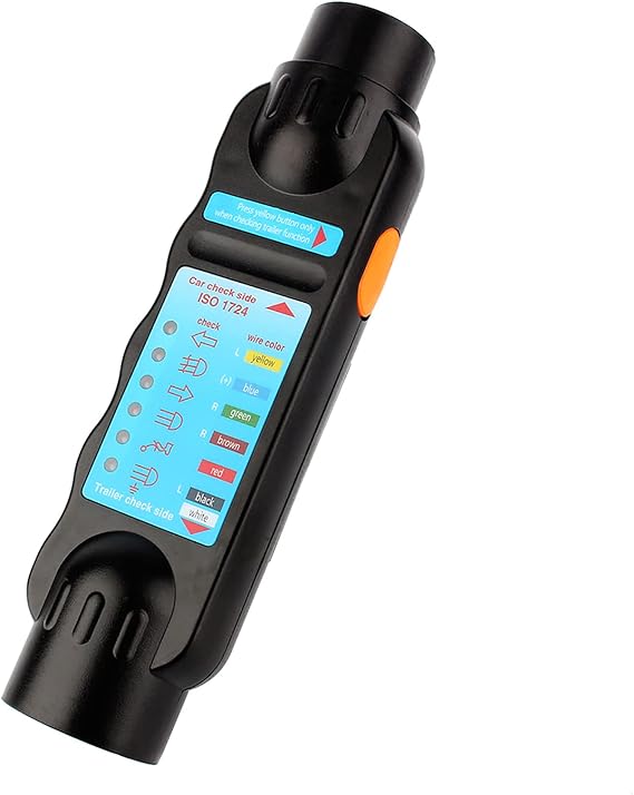 12V 7-Pin Trailer Tester Plug RV Connector Tester Plug Tool Socket Adapter for Trailer(European Specifications)