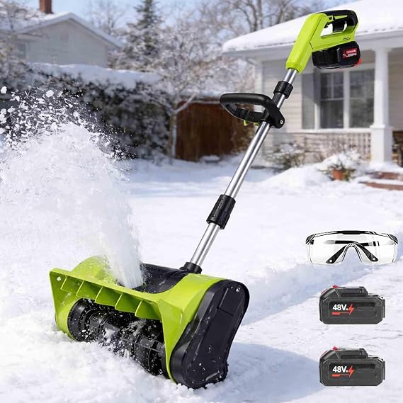 2026 Upgrade Electric Snow Blower Shovel, 20V Cordless Electric Snow Shovel - 16ft Throwing Distance, 12" Width, 45Adjustable Directional Plate, Snow Thrower Kit for Driveway, Deck, Patio (2Battery)