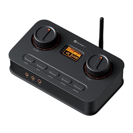 Fosi Audio K7 DAC Headphone Amp, Desktop Headphone Amplifier for Gaming PC PS5 Switch, PCM 384kHz/32bit, 2100mW, USB C/Bluetooth aptX HD LL/Optical/Coaxial/Mic Input, 4.4mm Balanced/3.5mm/RCA Output