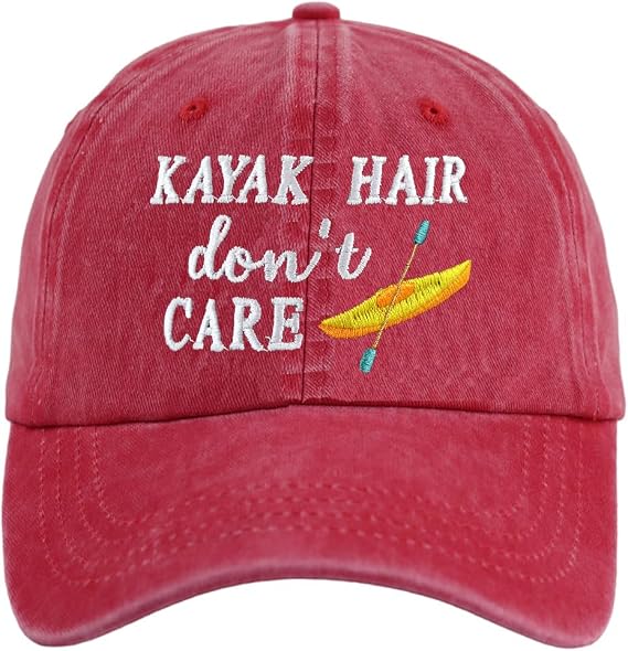 HHNLB Kayak Hair Dont Care Gifts for Women Men, Washed Cotton Adjustable Embroidered Baseball Cap