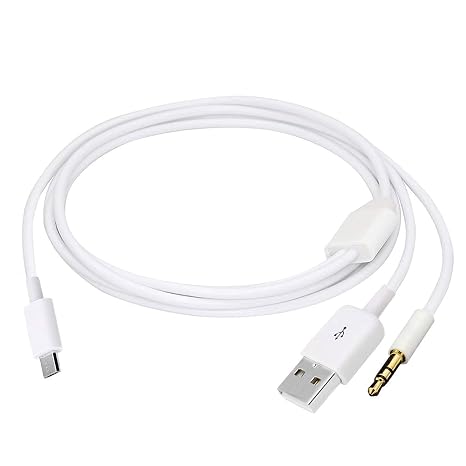 Audio Charging Cable 2in1 Aux Cord Micro USB MaletoUSB Male3.28Ft