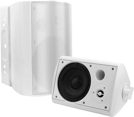 STUDIOFINIX 6.5 Inches Indoor Outdoor Bluetooth Speakers Waterproof Wired Wall Mount Active Speakers 400 Watt for Patio Garage,Deck,Backyard (White)