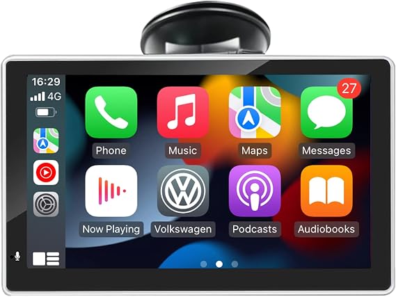 EZoneTronics Portable-Apple-Carplay & Android-Auto-Screen for Cars,Support Dash or Windshield Mounted, Mirror Link/GPS/FM/Siri/Google