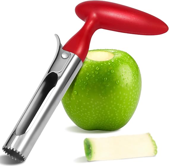 Apple Corer Tool with Sharp Serrated for Pears,Premium Apple Core Remover,Easily Core Fruits,Fruit Flesh Separator Apple Core Puller(Red)