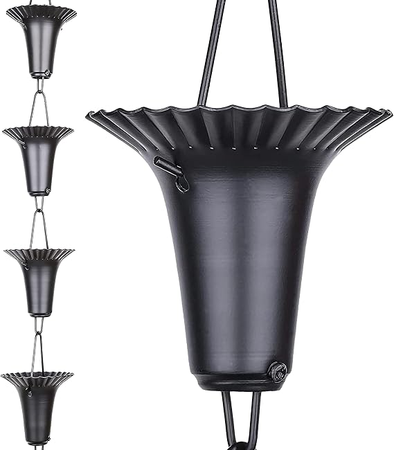 Fluted Cup Rain Chains for Gutters 8.5ft