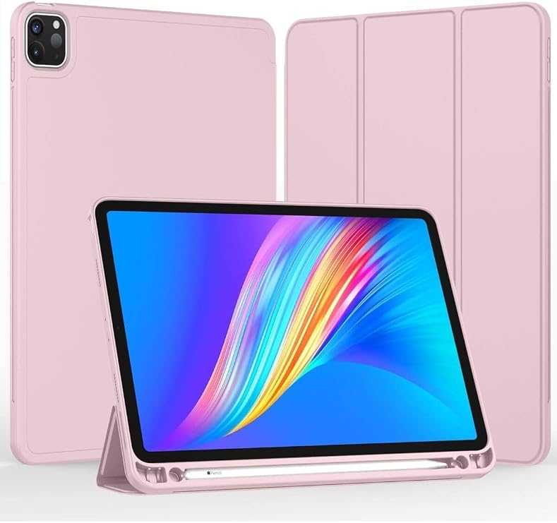 Fogy İpad Pro 11 1/2/3/4.Nesil 2018-2023 ile Uyumlu Kılıf Kılıf Kalem Bölmeli ORJ Smart Case Kabak, Pudra