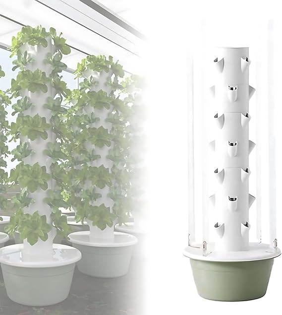 Hydroponics Growing System Tower with LED Grow Lights, Pump and Movable Water Tank for Indoor Vertical Gardening