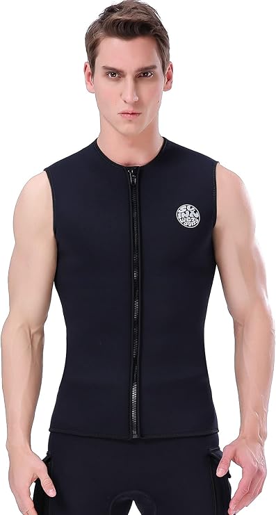 Wetsuit Vest Men 3mm Sleeveless Neoprene Wetsuit Top | Premium 3mm Thick Neoprene Thermal Sleeveless Vest Light Water Gear for Surfing Canoeing Scuba Diving Snorkeling Kayaking