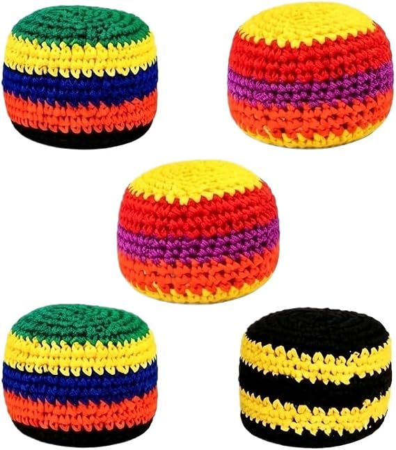 5Pcs Crocheted Footbag Hacky Sack Dirt Bags Hackysack Juggling Balls Handmade Knitted Foot Bags Sacks For Beginners Adults,Multicolor