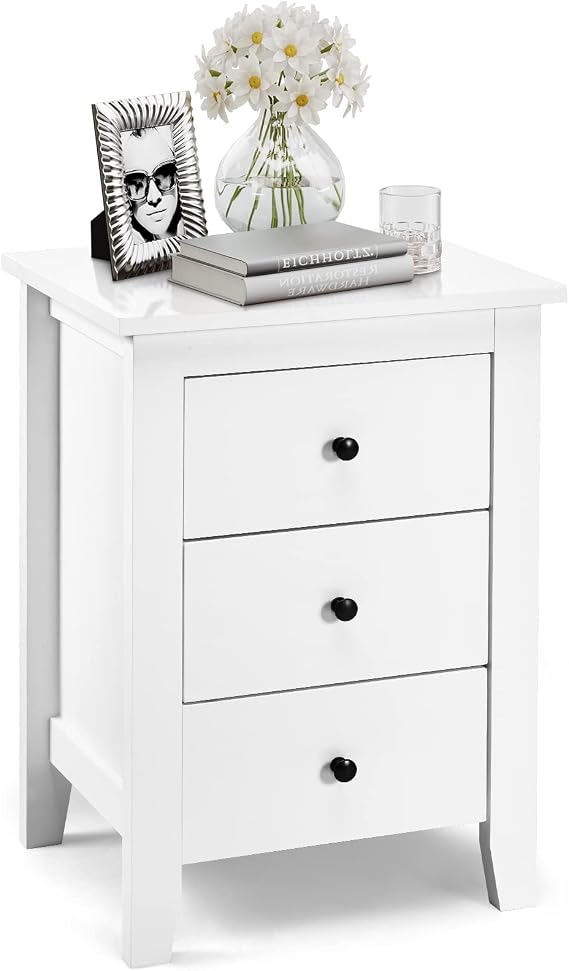 WATERJOY Nightstand Side End Tables, Modern Accent Table Drawer Cabinet for Bedroom Living Room