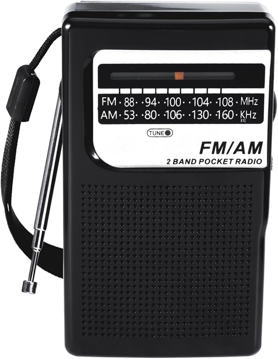 Portable Radio AM FM with Long Range Reception, Transistor Radio with Loud Speaker, Headphone Jack, 2AA Battery Operated, Loud Speaker, Suitable for Indoor, Outdoor and Emergency Use