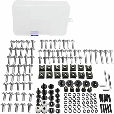 177PCS Motorcycle Bolts Kit Screws Complete Full Fairing Bolts Kit Washer Fastener Clips Steel Nuts for CRF250L for CRF300 for CRF300L for Rally CR 85R 125R for 250R 85RB