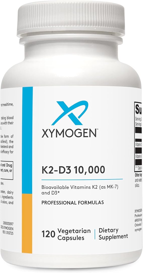 XYMOGEN K2-D3 10000, 120 Capsules | Vitamin D3 K2 Supplement for Immune, Bone, and Cardiovascular Support,* Non-GMO, Gluten-Free, Vegetarian