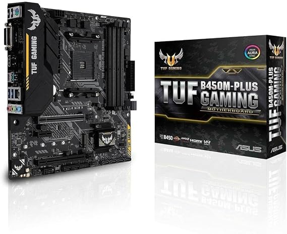 ASUS TUF B450 Gaming Motherboard AMD Ryzen 2 AM4 DDR4 HDMI DVI-D M.2 Micro ATX (TUF B450M-Plus Gaming)