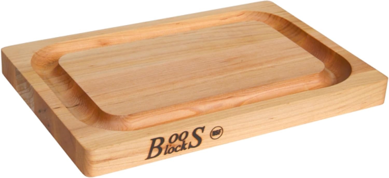 John Boos 209 Chop-N-Slice 12 by 8 by 1-Inch Reversible Hard Maple Cutting Board with Deep Juice Groove