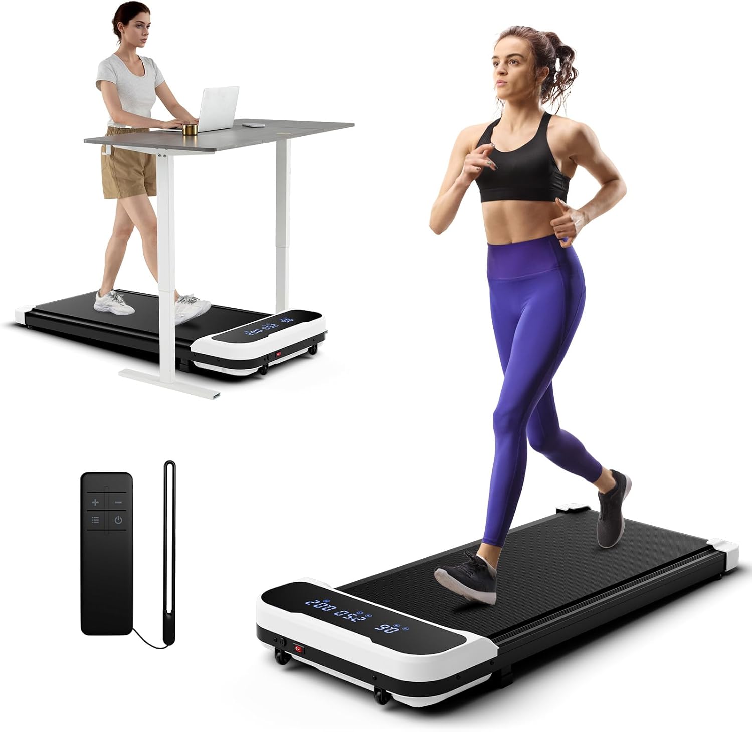 GYMAX Walking Pad, 2.5HP 3 in 1 Under Desk Treadmill with Remote Control, LED Display & 3 Countdown Modes, Free-Installation Portable Compact Running Jogging Machine for Home Small Space