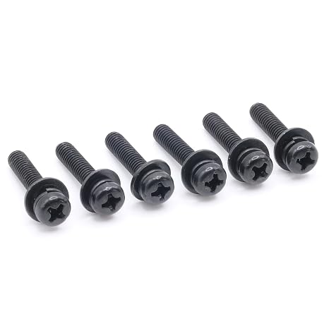 ReplacementScrews TV Stand Screws Compatible with LG 65UJ6300 | (65UJ6300.AUS), Complete Feet / Legs Screw Set, Black Plated, Metric Steel Screws, Pack of 6