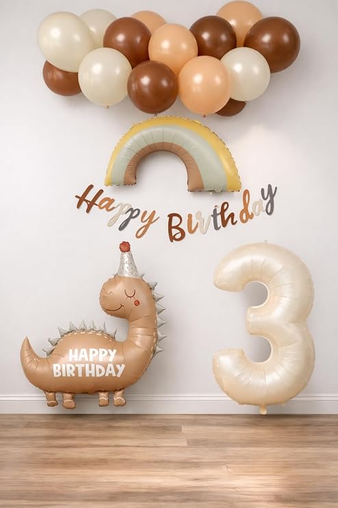 3 Year Old Retro Dinosaur Concept Birthday Set