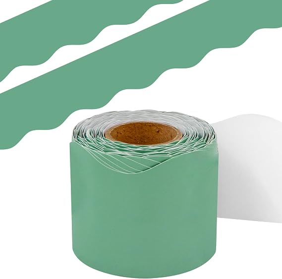 Fancy Land Eucalyptus Green Scalloped Bulletin Board Border Trim 52ft Boho Classroom Borders Decorations for Bulletin Boards School Office Wall Teacher Supplies