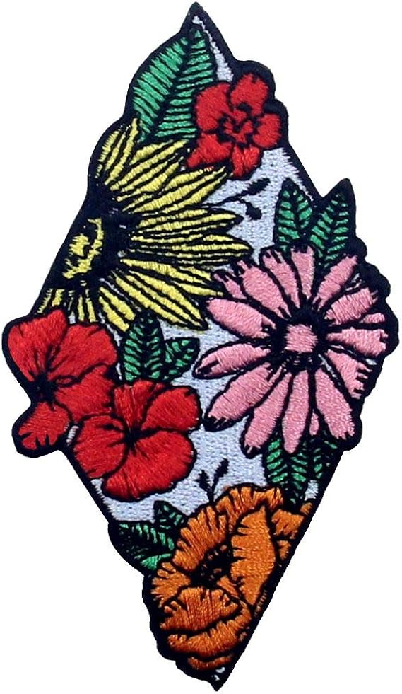 ZEGINs Beautiful Colorful Flowers Patch Embroidered Applique Iron On Sew On Emblem