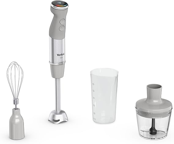 Tefal Quickchef+ Hand Blender, Powelix Blade Technology, 20 Speeds, Turbo Mode, Compact Design, Whisk Attachment, 800 ml Dispensing Cup, Silence Mode, Soft Grip Handle, HB673B30