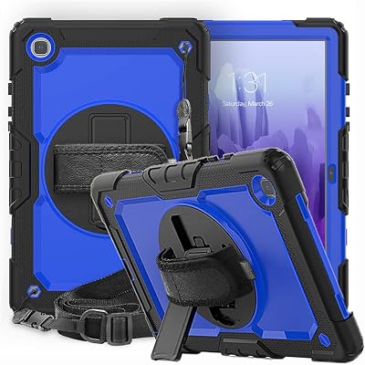 Galaxy Tab A7 Case 10.4 Inch 2020 SM-T500T505T507 with Screen Protector Pencil Holder Kids Shockproof Heavy Duty Silicone Rugged 360 Kickstand Strap Cover Samsung Galaxy Tab A7, BlackBlue