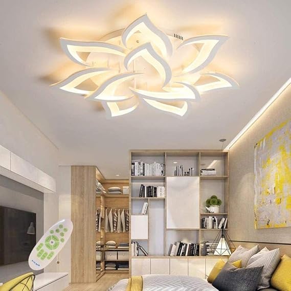 LED Ceiling Light Dimmable Living Room Lamp with Remote Control Colour Changing Bedroom Ceiling Lamp Modern Ceiling Lighting Ceiling Lighting Chandelier Lamp Dimming 10Heads/Diameter 85cm / 33.4Inches [Energy Class E]