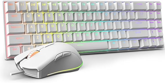 RK ROYAL KLUDGE RK71 Wireless/Wired Mechanical Keyboard and 7200 DPI Gaming Mouse, 71 Keys RGB Brown Switch Hot Swappable Compact Gaming Keyboard for Win/Mac