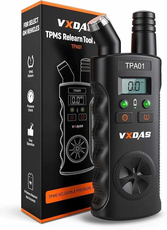 VXDAS TPA01 TPMS Relearn Tool for GM, 150PSI Digital Tire Pressure Gauge, 2 in 1 Tire Pressure Monitoring Sensor Activation Tool for Buick/Chevy/Cadillac/Opel Series Vehicles, 2 Mins Quick Reset