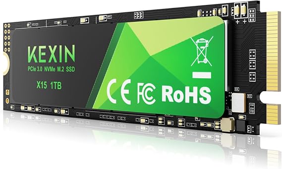 KEXIN SSD M.2 NVMe Internal SSD 1TB M.2 2280, PCIe Gen 3.0, up to 3500 MB/s Read, 3000 MB/s Write, Internal Solid State Drive Compatible with Laptop,PC,Gaming Black,1TB