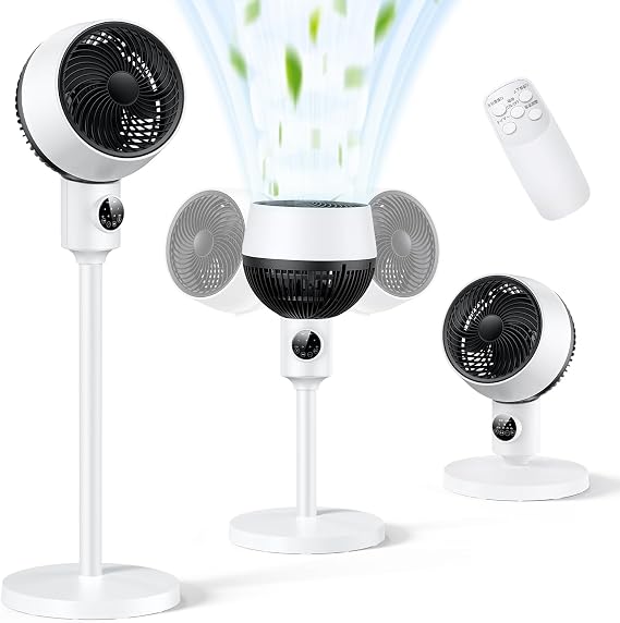 Circulator Fan 360° Blowing, Silent, Energy Saving Design, DC Motor, Powerful, Quiet, Energy Saving, 360° Oscillation Left and Right Oscillating + Up/Down Angle Adjustment, Compatible with 14.6
