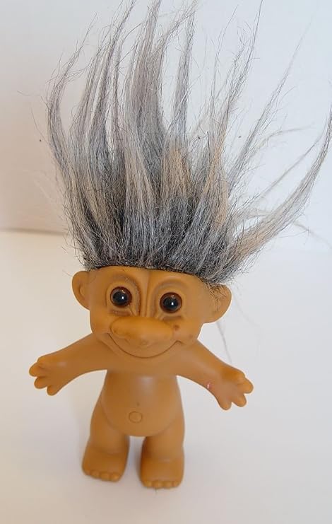 Rare Russ Gray Haired Troll Doll 4.5 Inches Tall