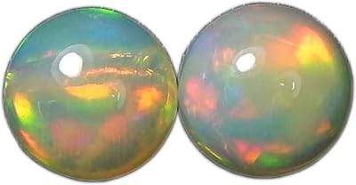 Natural Ethiopian Opal 7mm round cabochon AAA quality loose calibrated gemstones for jewelry making round 7mm - 2 Stone