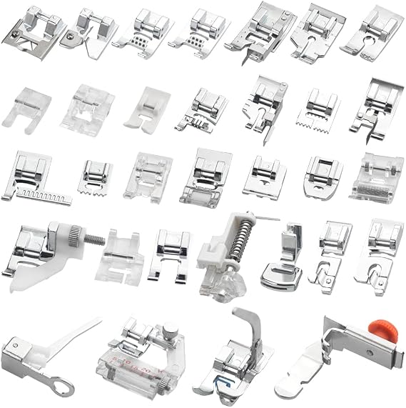 WMYCONGCONG 32 PCS Sewing Machine Presser Feet Set Professional Presser Foot Sewing Machines Accessories Supplies