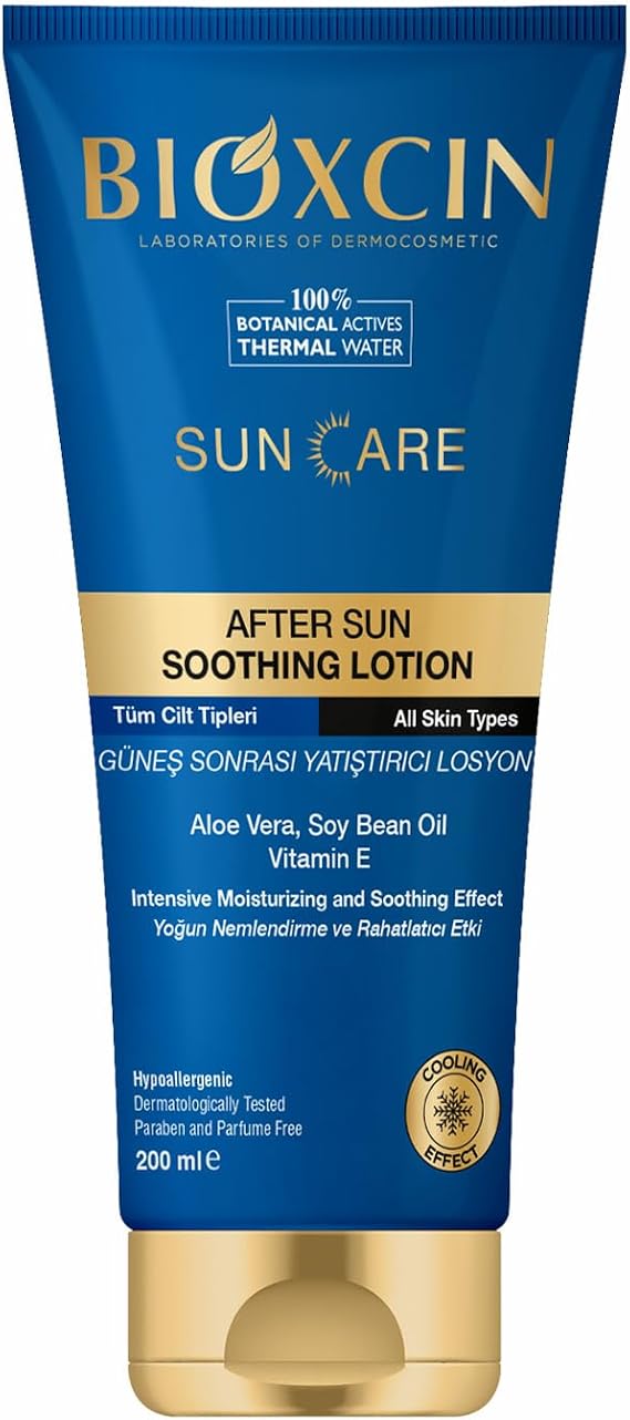 BIOXCIN Sun Care After Sun Cream Soothing Moisturizing Protector, Aloe Vera Soybean Oil, Vitamin E, 200 ml