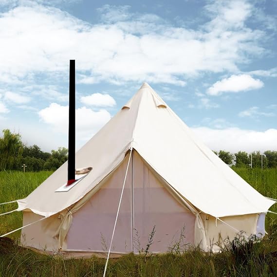 PlayDo 5M/16.4ft Waterproof Cotton Canvas Wall Tent Bell Yurts Tent with Stove Hole for 6-8 Person Camping Hiking Hunting Festival Party