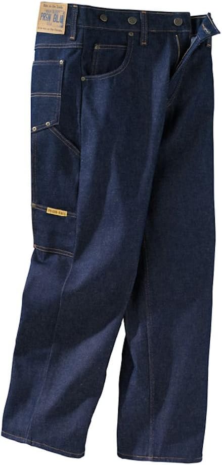Prison Blues Men's Work Jeans (7 Pocket) Without Suspender Buttons - Rinsed Blue 42 x 29