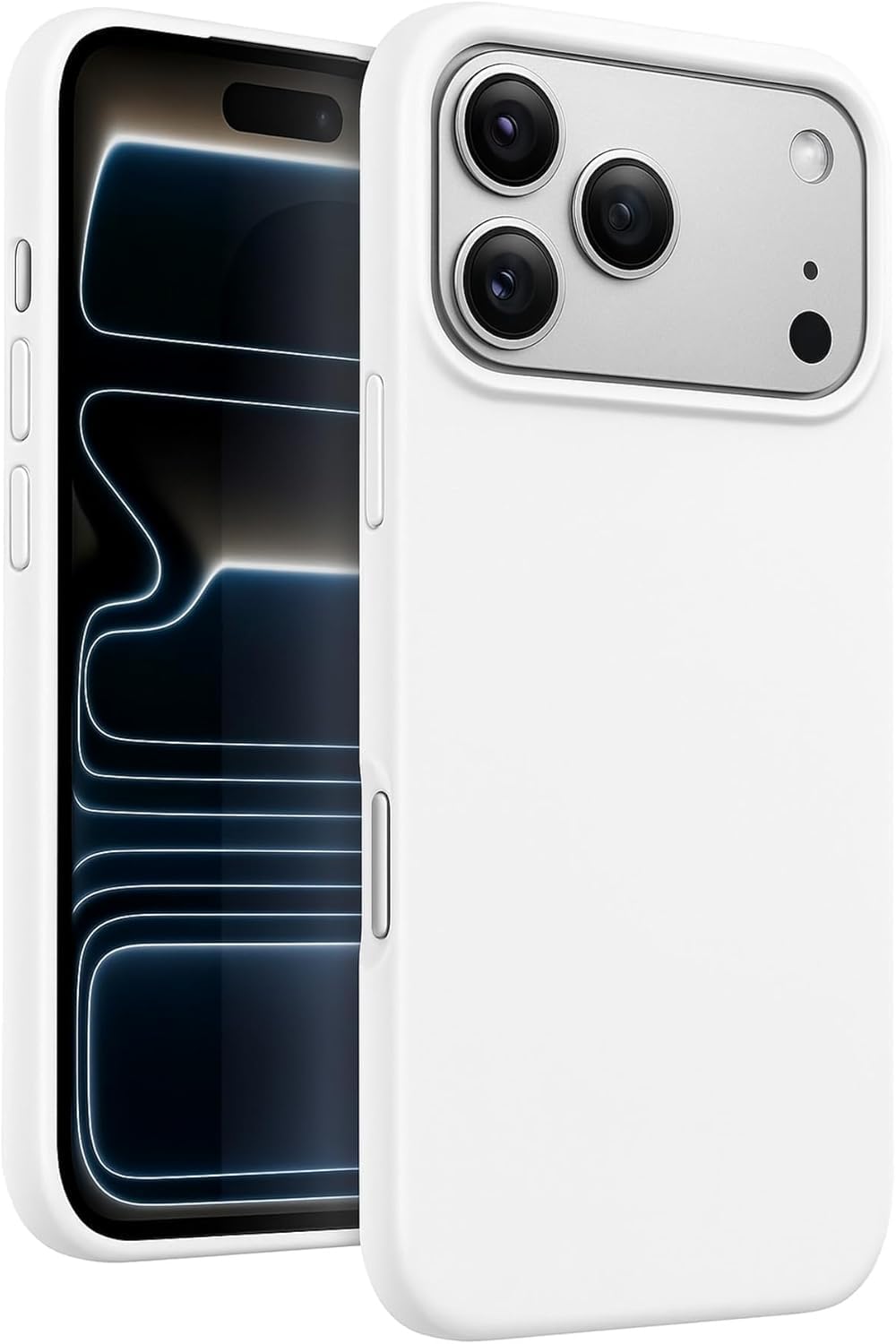 MADNOVA iPhone 17 Pro Max İle Uyumlu Lansman Kılıf İnce Sıvı Silikon 3 Katmanlı Tam Kaplamalı Yumuşak Jel Kauçuk Telefon Kılıfı Beyaz