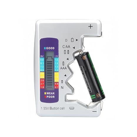 AUNMAS Digital Battery Tester with LCD Display, Universal Battery Capacity Analyzer and Checker for AA/AAA/C/D/9V 1.5V Batteries